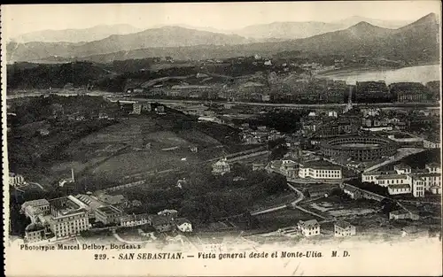 Ak Donostia San Sebastián Baskenland, Gesamtansicht vom Monte Ulia