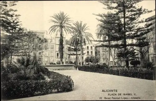 Ak Alicante Valencia Spanien, Plaza de Isabel II.