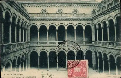 Ak Barcelona Katalonien Spanien, Innenhof der Universität