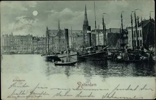 Mondschein Ak Rotterdam Südholland Niederlande, Zulmhaven, Nacht