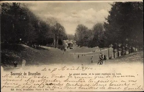 Ak Bruxelles Brüssel, Die große Schlucht, die rustikale Brücke im Bois