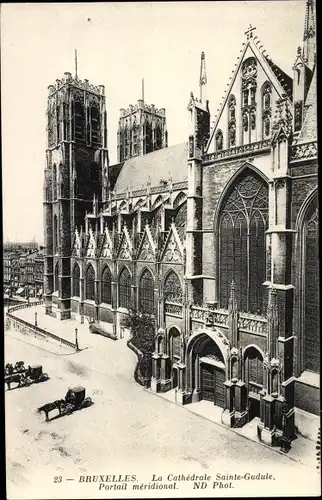 Ak Bruxelles Brüssel, Kathedrale Sainte-Gudule, Südportal