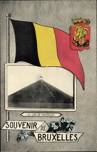 Wappen Ak Brüssel Brüssel, Der Löwe von Waterloo