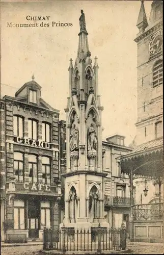 Ak Chimay Wallonien Hennegau, Monument des Princes, Grand Cafe