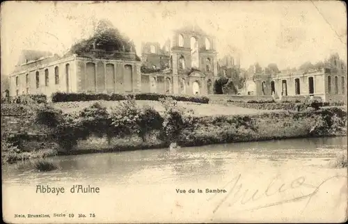 Ak Aulne Hennegau Wallonien, vue de l'Abbaye, vue de la Sambre