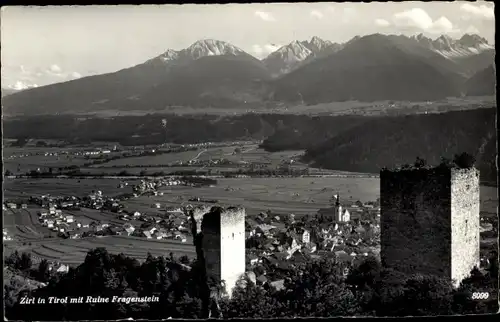 Ak Zirl in Tirol, Panorama mit Ruine Fragenstein