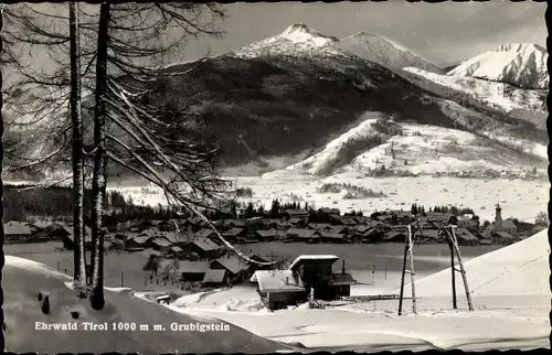 Ak Ehrwald in Tirol, Wintermotiv vom Ort mit Grubigstein