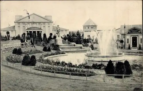 Ak Freiberg im Kreis Mittelsachsen, Erzgebirgsausstellung 1912, Parkanlagen, Teich, Fontäne