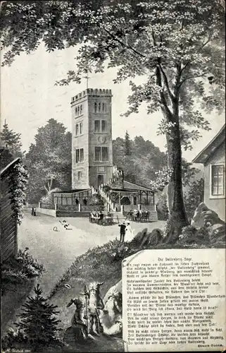 Künstler Ak Neukirch in der Lausitz, Valtenberg Sage, Turm, Zwerge