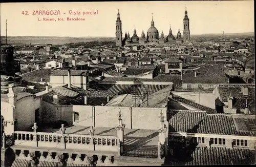 Ak Zaragoza Zaragoza Aragon, Teilansicht