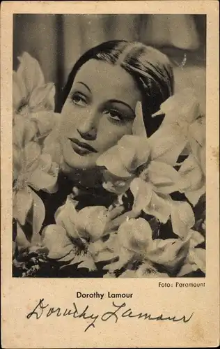 Ak Schauspielerin Dorothy Lamour, Portrait, Autogramm