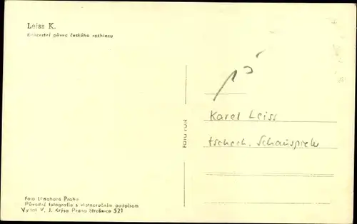 Ak Schauspieler Karel Leiss, Portrait, Autogramm