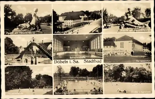 Ak Döbeln in Sachsen, Stadtbad, Plastik