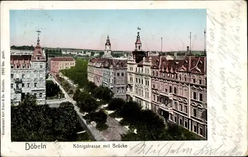 Ak Döbeln in Sachsen, Königstraße, Brücke, Türme