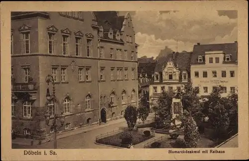 Ak Döbeln in Sachsen, Bismarckdenkmal, Rathaus