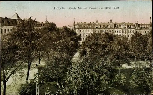 Ak Döbeln in Sachsen, Wettingplatz, Kaserne, Hotel Rätze