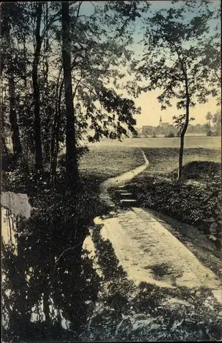 Ak Ostrau in Sachsen, Jahnatal, Kirchturm, Panorama