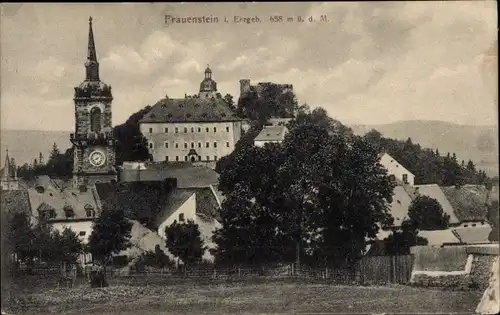 Ak Frauenstein im Erzgebirge, Kirche, Wohnhäuser