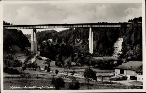 Ak Weyarn Oberbayern, Mangfallbrücke, Reichsautobahn