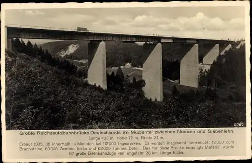 Ak Siebenlehn Nossen Landkreis Meißen, Größte Autobahnbrücke Deutschlands