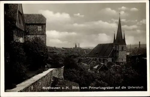 Ak Nordhausen am Harz, Blick vom Primariusgraben auf die Unterstadt