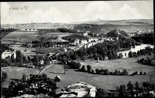 Ak Greiz Vogtland, Blick über den Ort, Panorama