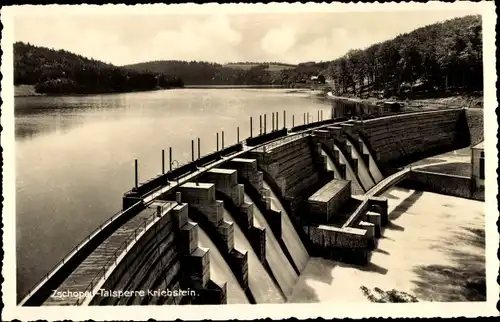 Ak Kriebstein in Sachsen, Zschopautalsperre, Sperrmauer