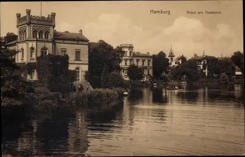 Ak Hamburg Nord Uhlenhorst, Feenteich, Villen