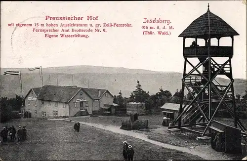 Ak Brotterode in Thüringen, Inselsberg, Preußischer Hof, Aussichtsturm