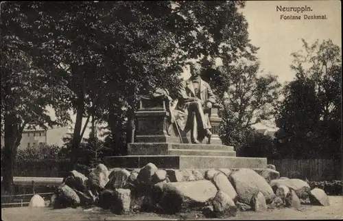 Ak Neuruppin in Brandenburg, Fontane Denkmal