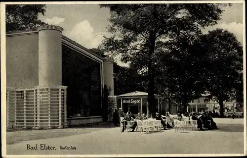 Ak Bad Elster im Vogtland, Badeplatz, Carl Leger, Rundladen bei Musiktempel