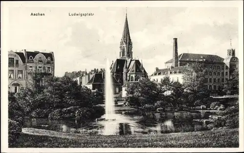 Ak Aachen in Nordrhein Westfalen, Ludwigsplatz, Springbrunnen
