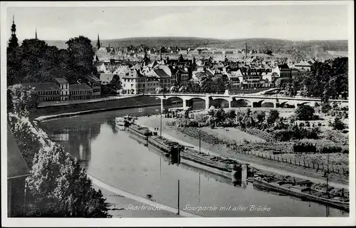 Ak Saarbrücken im Saarland, Panorama, Brücke