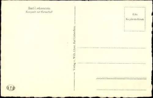 Ak Bad Liebenstein im Thüringer Wald, Kurpark, Kaiserhof