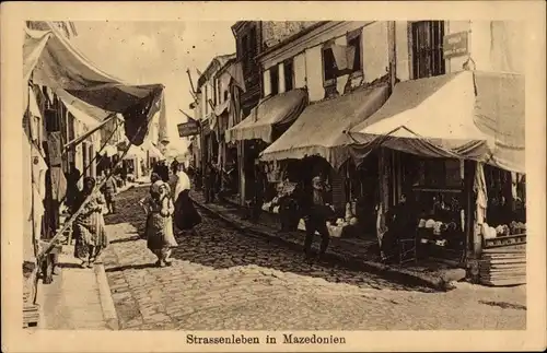 Ak Mazedonien, Straßenleben, Geschäfte