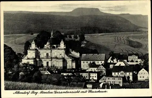 Ak Wambierzyce Albendorf Schlesien, Gesamtansicht mit Heuscheuer, Wallfahrtskirche