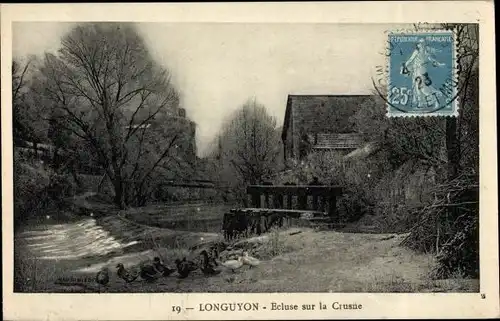 Ak Longuyon Meurthe et Moselle, Schleuse am Crusne