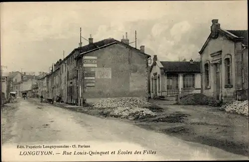 Ak Longuyon Meurthe et Moselle, Rue Louis Quinquet und Mädchenschulen