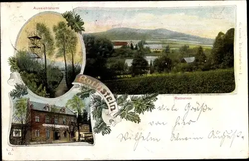 Ak Rothstein Rotstein Reichenbach in der Oberlausitz, Restaurant, Aussichtsturm, Panorama