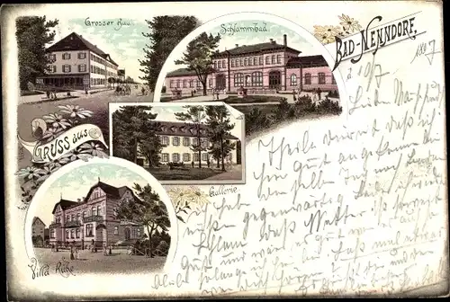 Litho Bad Nenndorf im Kreis Schaumburg, Großer Bau, Schlammbad, Gallerie, Villa Ruhe