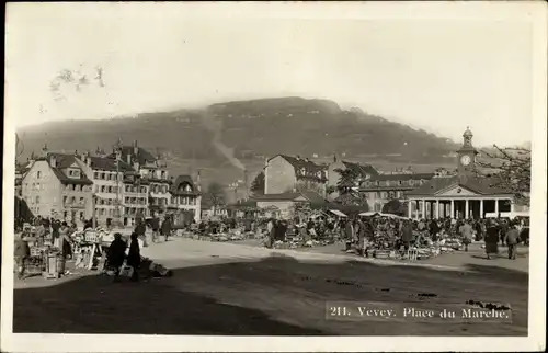 Ak Vevey Kanton Waadt, Place du Marché