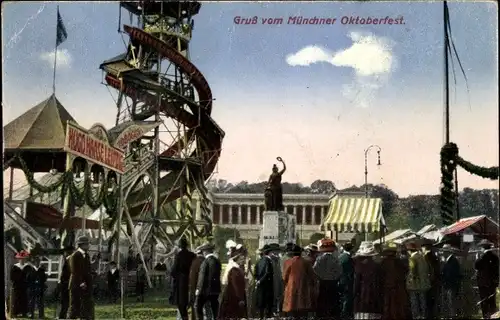 Ak München Oberbayern, auf dem Oktoberfest, Toboggan, Hugo Haase Leipzig, Besucher