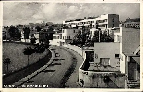 Ak Stuttgart in Baden Württemberg, Weissenhofsiedlung, Straßenpartie und Gebäude