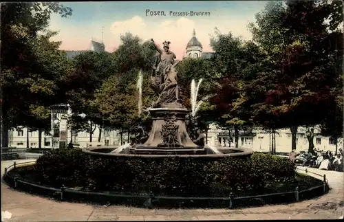 Ak Poznań Posen, Persens-Brunnen