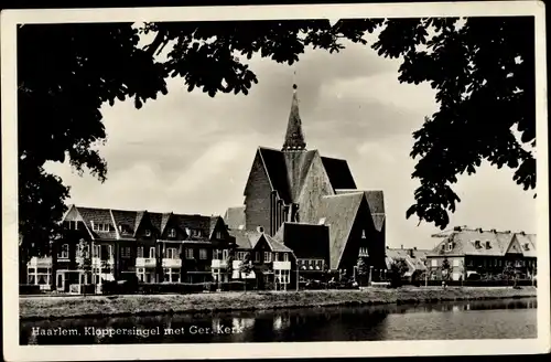 Ak Haarlem Nordholland Niederlande, Kloppersingel mit Ger. Kirche