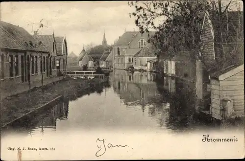 Ak Krommenie Zaanstad Nordholland Niederlande, Flusspartie, Wohnhäuser