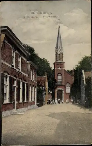 Ak Sloten Amsterdam Nordholland Niederlande, Kerk, Nieuwstraat