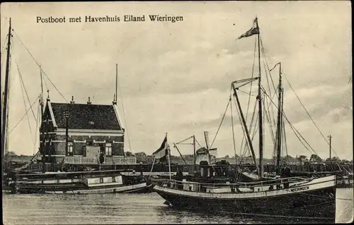 Ak Westerland Wieringen Nordholland, Postboot, Havenhuis