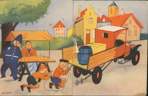 Künstler Klapp Ak Die Abenteuer von Joop und Jaap und der Apfelstand