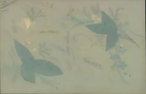 Zelluloid Ak Blumen, Vergissmeinnicht, Kitsch